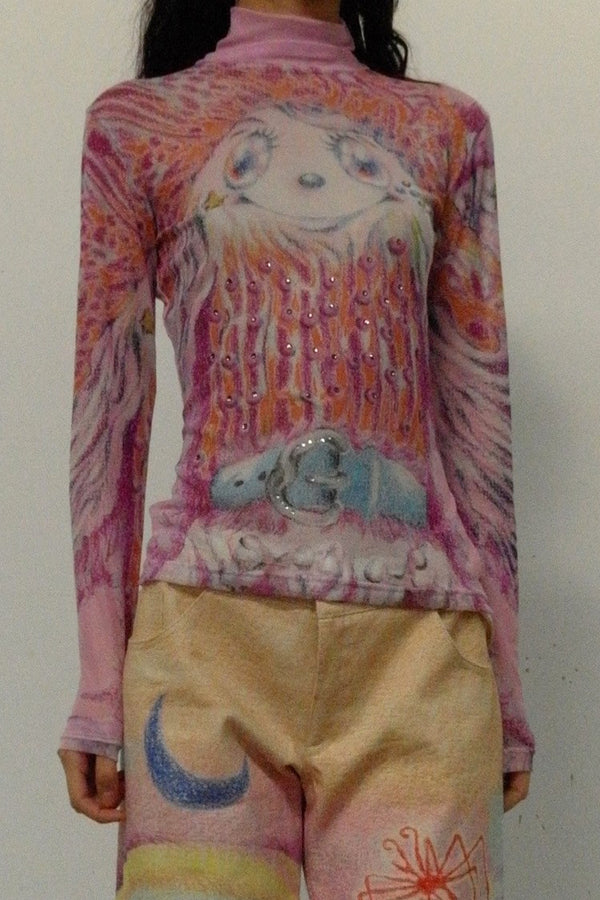 CONSTANÇA ENTRUDO Munster mesh print crystal top AW23_TOP05